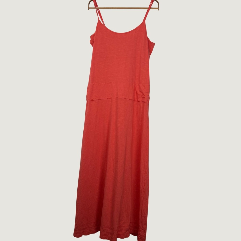 Horny Toad Womens Coral Orange Tencel Cotton Long Island Maxi Dress Large Pocket
